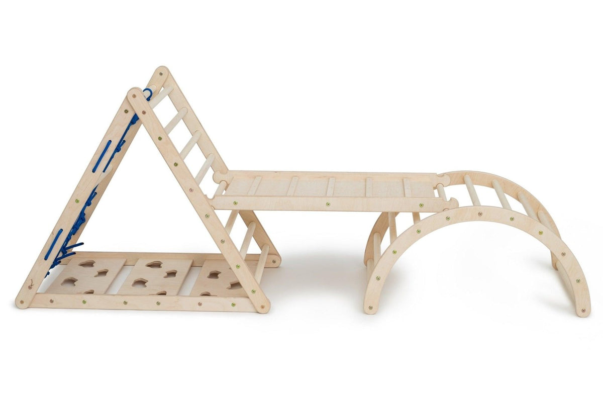 3er Set LEMURENLING UP | dreiseitiges Kletterdreieck (Orang - Utan 87cm) mit Rutsche & Hörnchen Wippe - Kletterling – einfach Kind sein