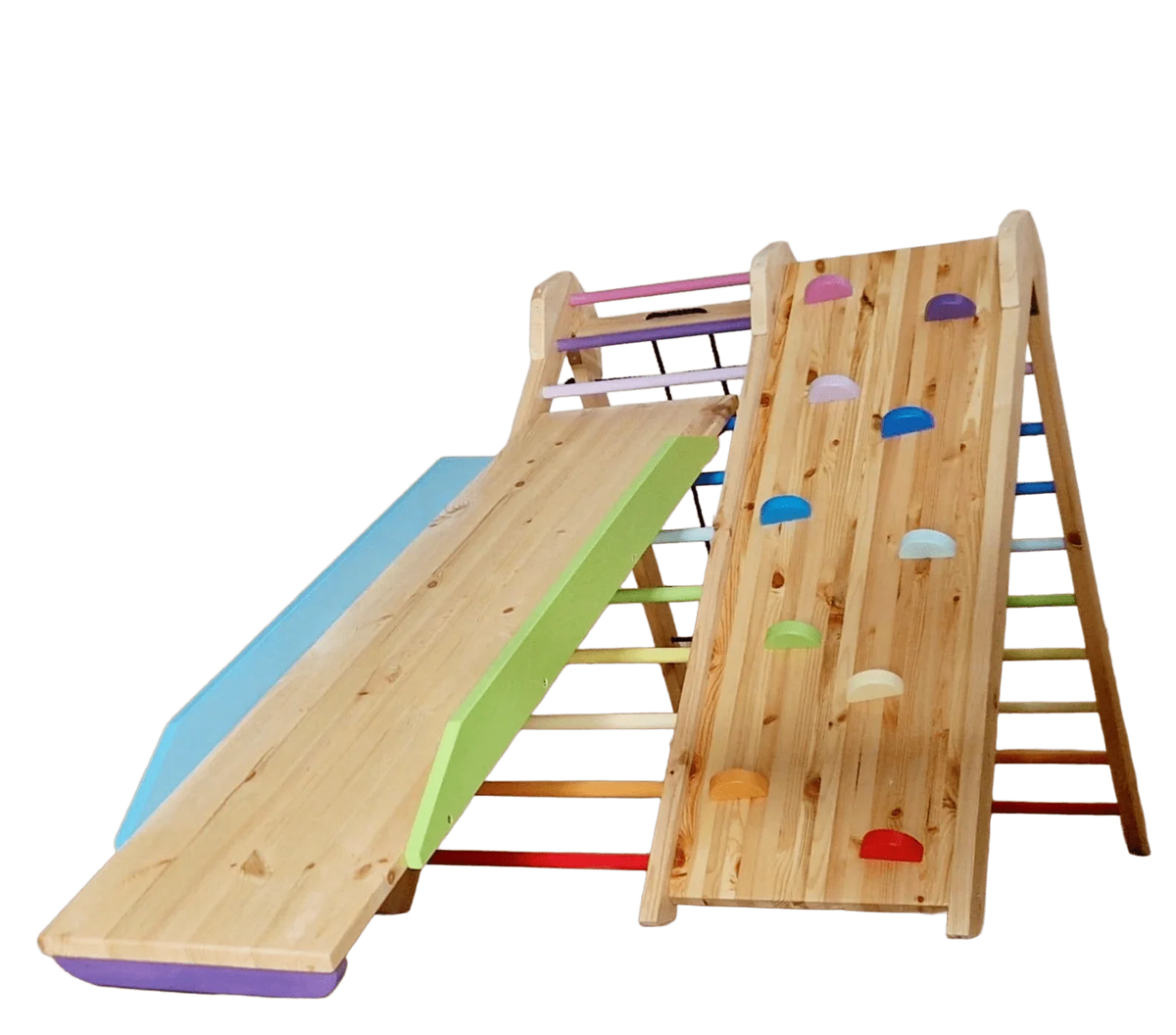 Kletterdreieck ROOT 4 + Rutsche | IN & OUTDOOR | 4 Kletterpfade | 120 cm - Kletterling – einfach Kind sein