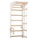 Sprossenwand mit höhenverstellbarem Reck, Kletterseil, Ringen und beidseitigem Kletterbrett – Kompakter Indoor-Fitnesspark f…