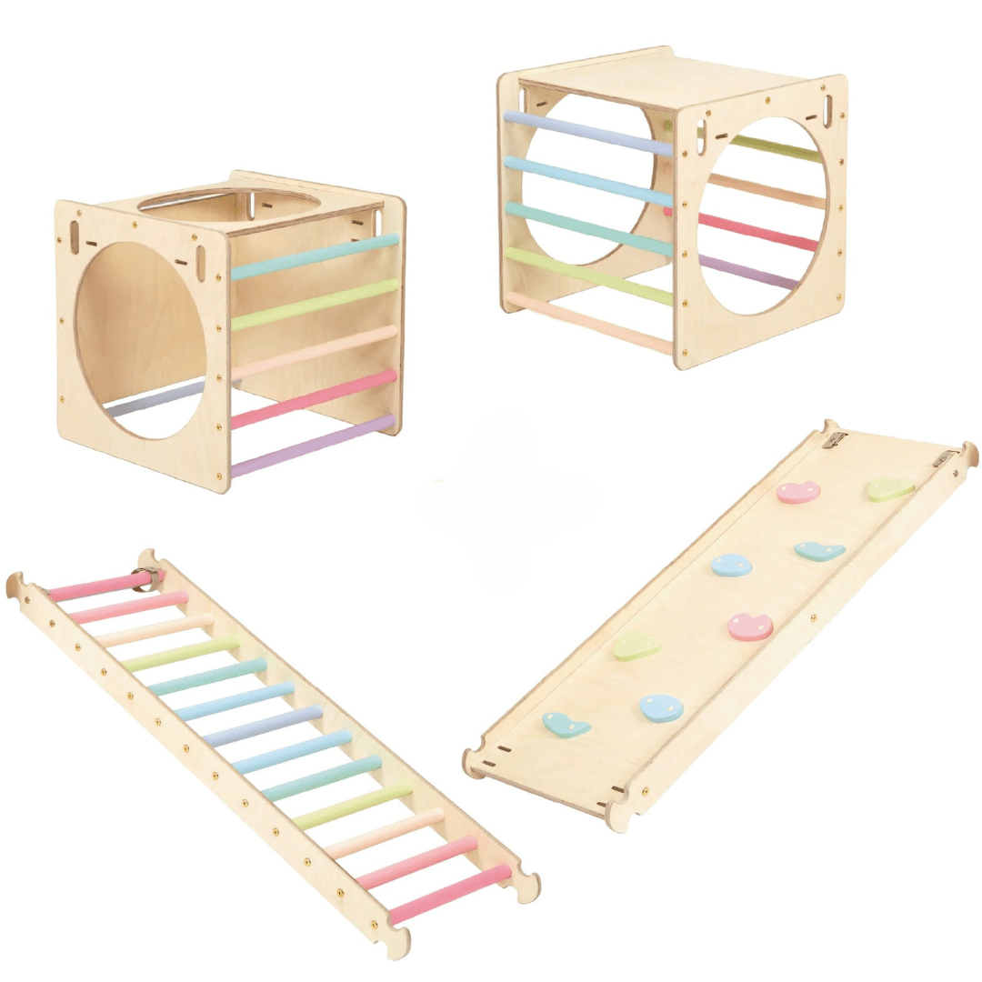 Spielplatz Set BEE CUBE + 2 Kletterrutschen | 2 Kletterwürfel | 58 cm | in 3 Farben - Kletterling – einfach Kind sein