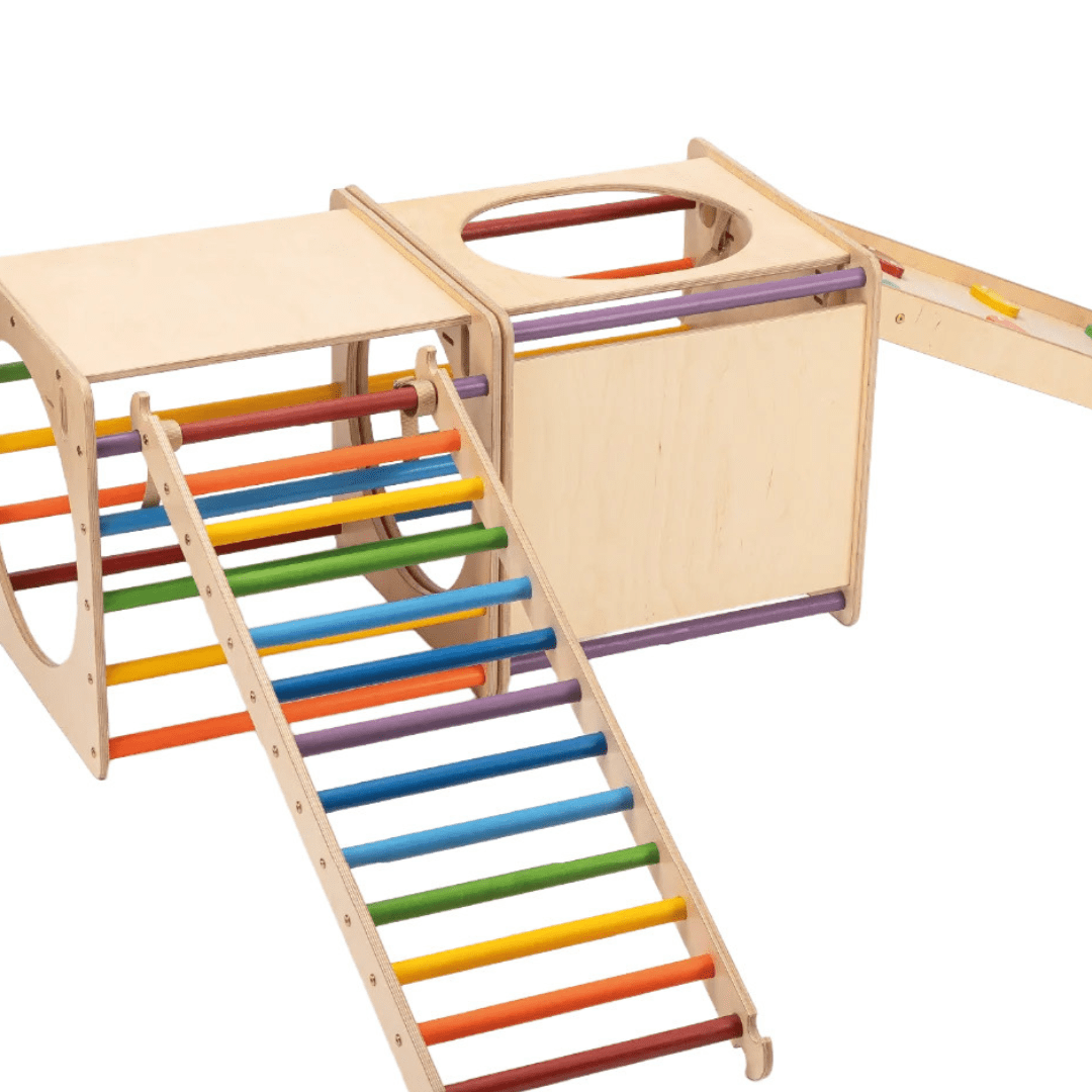 Spielplatz Set BEE CUBE + 2 Kletterrutschen | 2 Kletterwürfel | 58 cm | in 3 Farben - Kletterling – einfach Kind sein