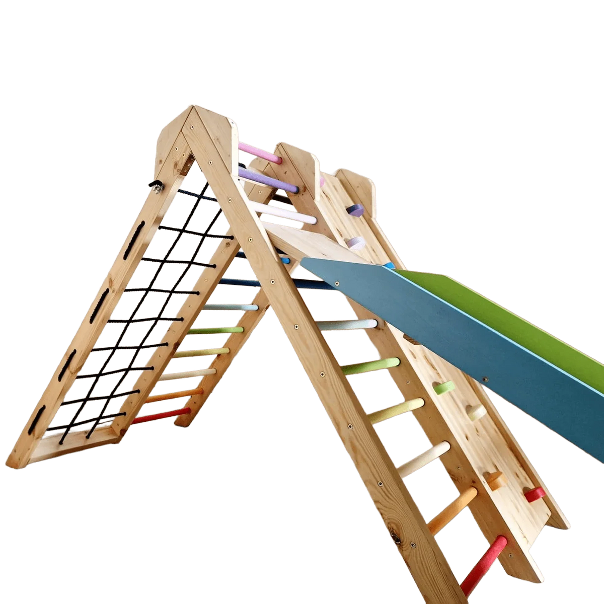 Kletterdreieck ROOT 4 + Rutsche | IN & OUTDOOR | 4 Kletterpfade | 120 cm - Kletterling – einfach Kind sein