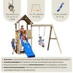 Spielturm GOO CAROL 2 | Klettergerüst OUTDOOR | in 3 Farben | bis zu 7 Kinder | Holzdach - Kletterling – einfach Kind sein