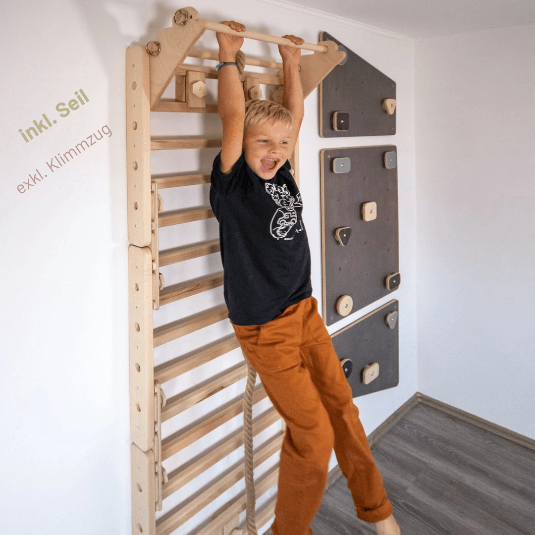 wandelbare Sprossenwand LOOPO MONKEY  7in1 | 200 kg belastbar | 2–99 Jahre | 7 Aufbauvarianten | modulares System - Kletterling – einfach Kind sein