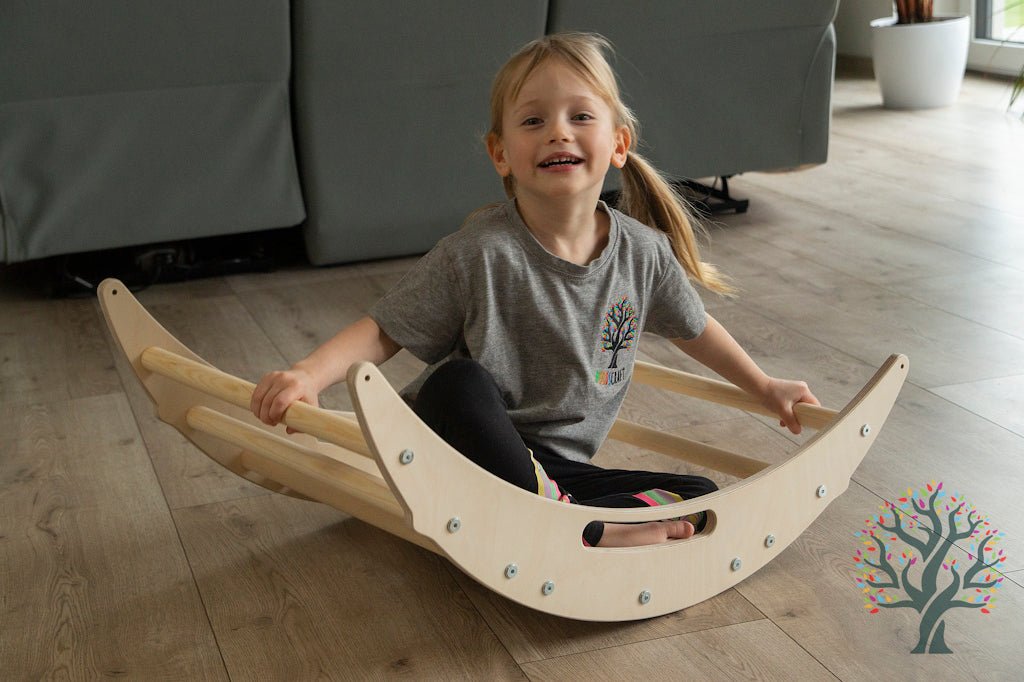 Wippe/Kletterbogen (S) für Kinder ab 1 Jahr - Umweltfreundlich, sicher & motorikfördernd - Inklusive Premium Auflage für zusätzlichen Komfort - Kletterling – einfach Kind sein