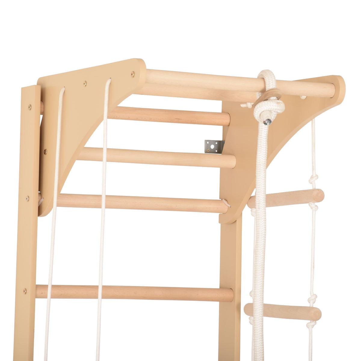 Indoor-Fitnesswand für Zuhause – Sprossenwand mit Reck, Kletterseil, Turnringen & Seilleiter für die ganze Familie – Ansicht…