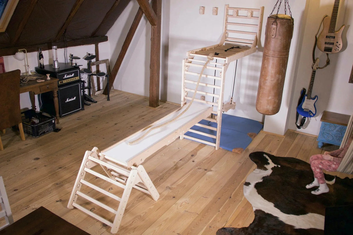 Sprossenwand | EMMA | 40 - in - 1 | EMMA | 200Kg belastbar I 3–99 Jahre | 40 Aufbauvarianten - Kletterling – einfach Kind sein