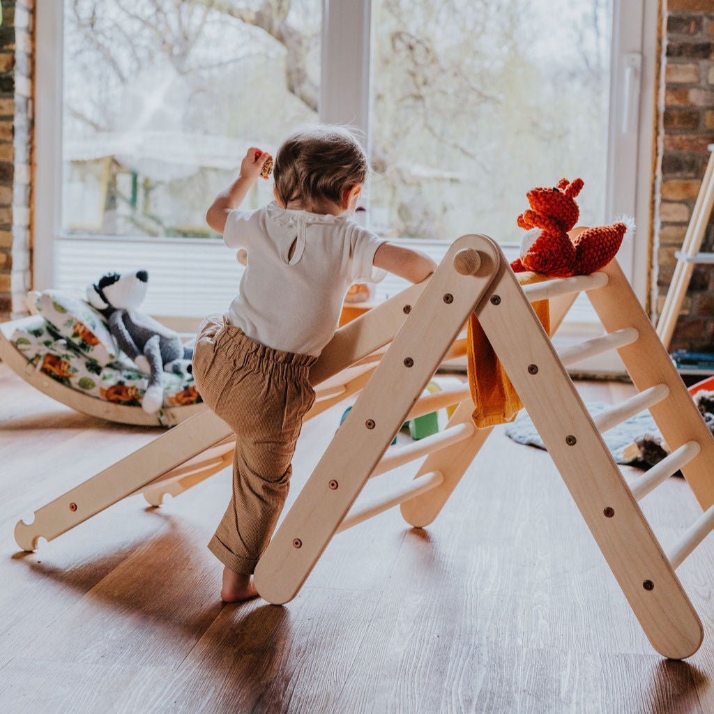 höhenverstellbares Kletterdreieck - Set ZICKENLING SET | 5 - fach verstellbar | 60cm| Dreieck + Rutsche + Bogen - Kletterling – einfach Kind sein
