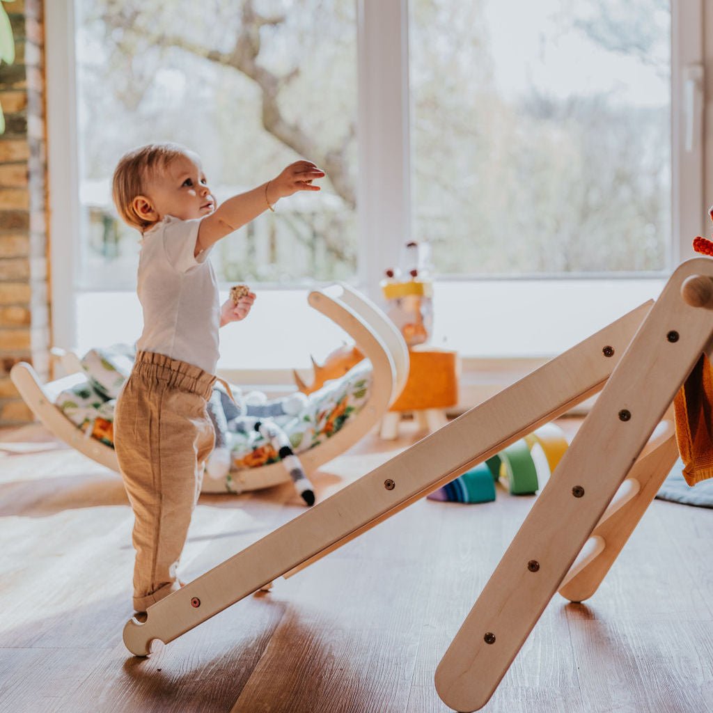 höhenverstellbares Kletterdreieck - Set ZICKENLING SET | 5 - fach verstellbar | 60cm| Dreieck + Rutsche + Bogen - Kletterling – einfach Kind sein