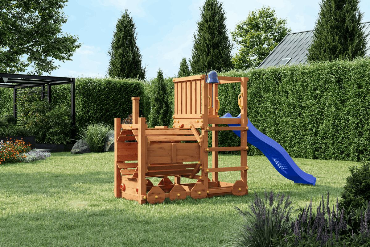 Spielturm Loco – Der kreative Spielzug für deinen Garten - Kletterling – einfach Kind sein