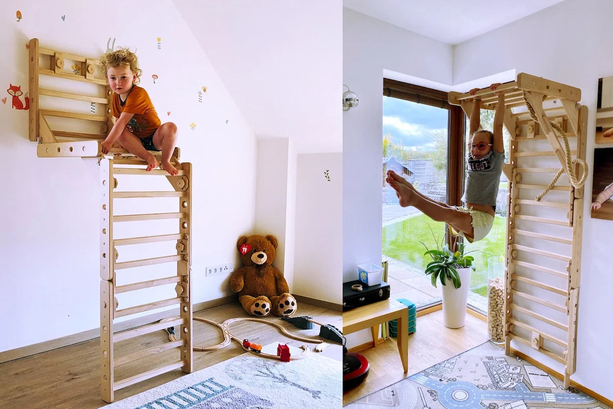 Sprossenwand LOOPO COMBO 9in1 |  je nach Aufbau bis 200 kg belastbar | 2–99 Jahre | 9 Aufbauvarianten