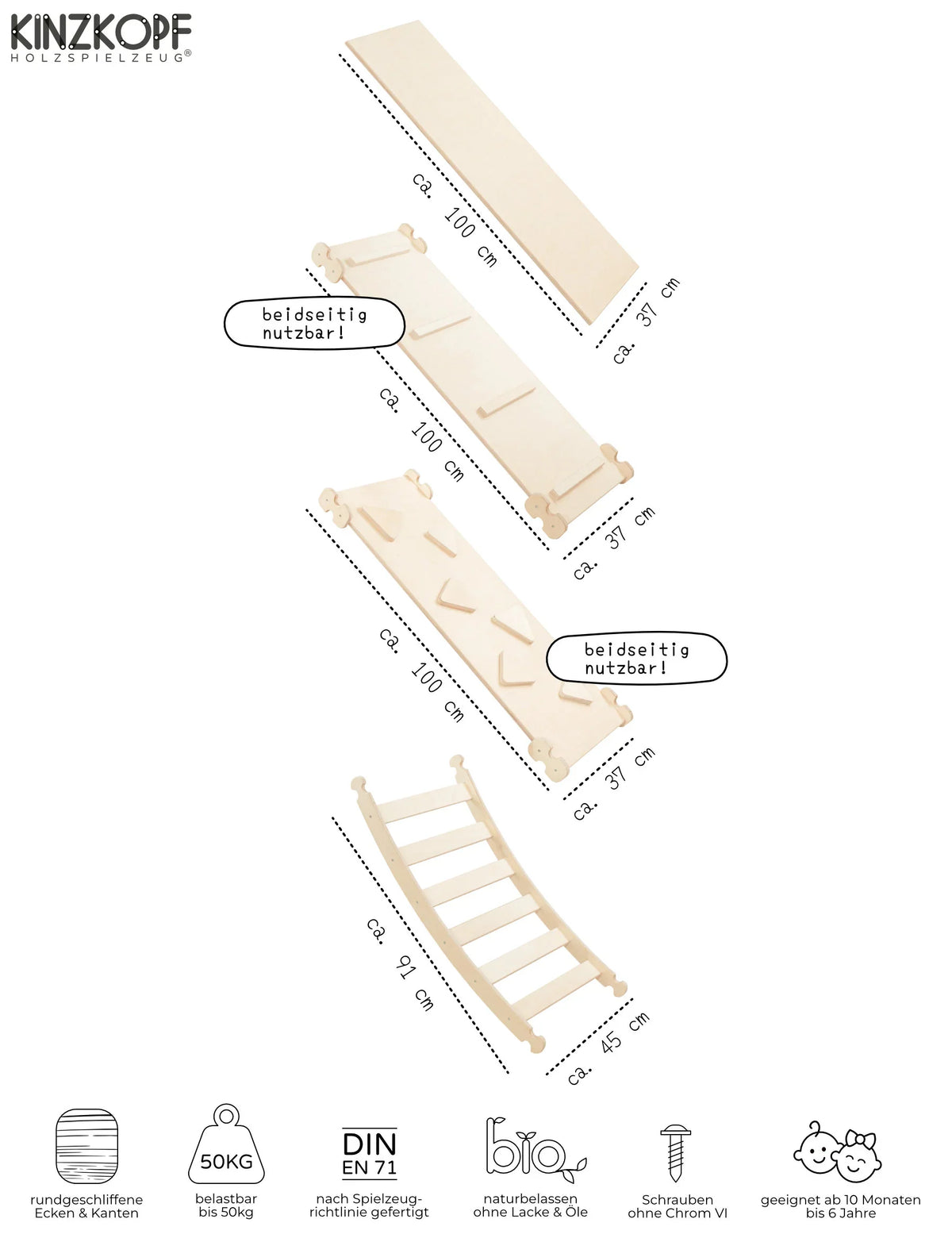 Klettergerüst ZAUBERBERG GROSS | 3 Module | 2x Sprossenstieg + Bogen | 72 cm | Zubehör erhältlich | erweiterbar - Kletterling – einfach Kind sein