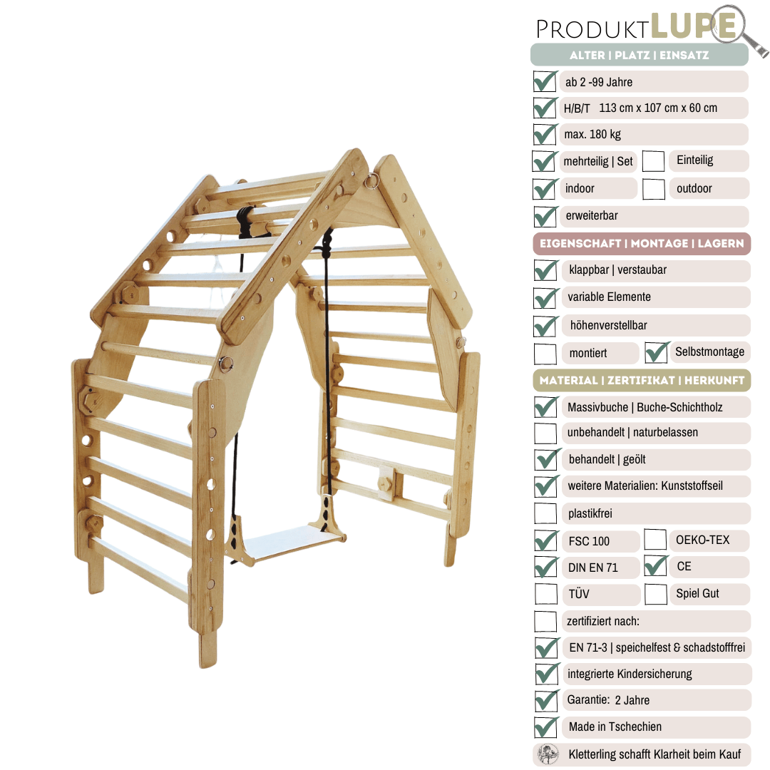 Sprossenwand LOOPO LITTLE HOUSE | 180 kg belastbar |  4 Module | 3 Aufbauvarianten | erweiterbar | modulares System - Kletterling – einfach Kind sein
