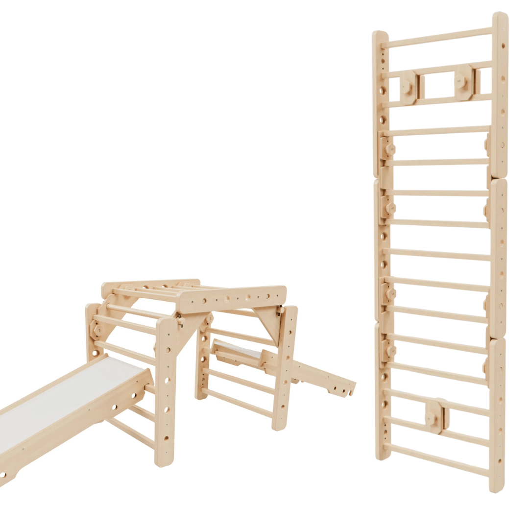 wandelbare Sprossenwand LOOPO MONKEY  7in1 | 200 kg belastbar | 2–99 Jahre | 7 Aufbauvarianten | modulares System - Kletterling – einfach Kind sein