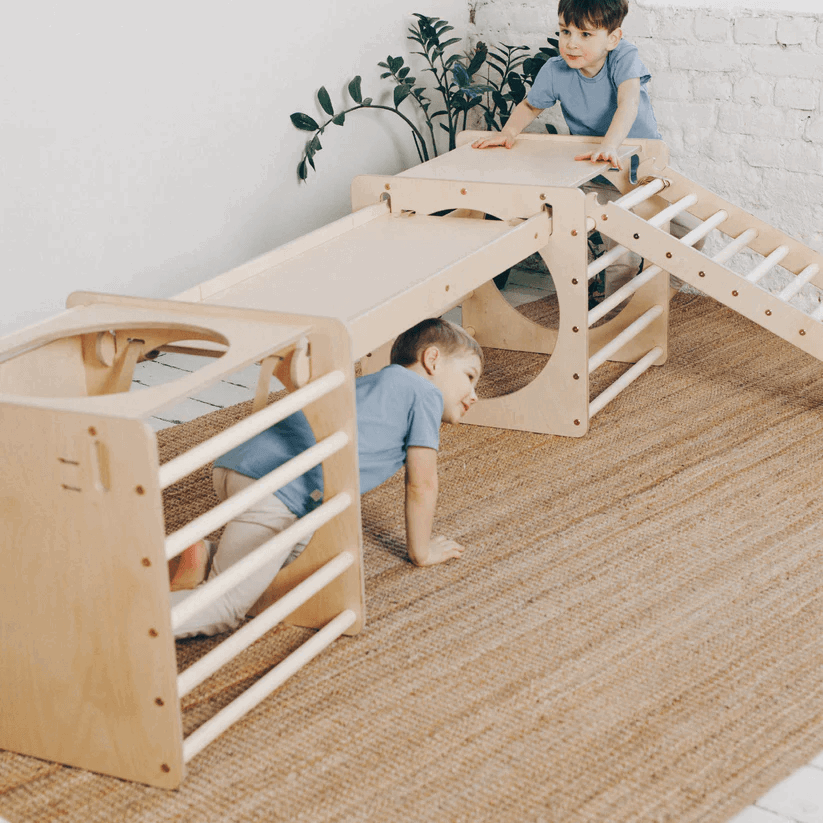 Spielplatz Set "Experten" bunt - 2 Kletterwürfel + 2 Leitern/Rutsche - Kletterling – einfach Kind sein
