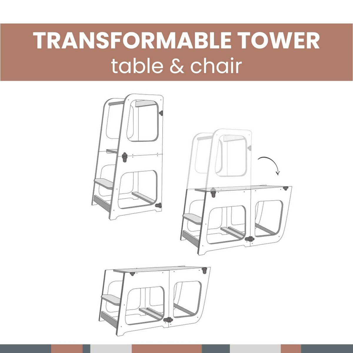 Vielseitiger 2 - in - 1 transformierbarer Lernturm - Kletterling – einfach Kind sein