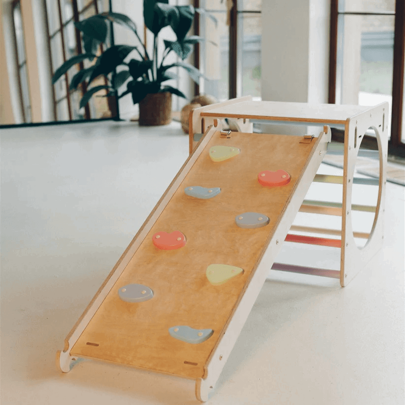 Spielset "Neugierde" pastell - Kletterwürfel mit Kletterrutsche - Kletterling – einfach Kind sein
