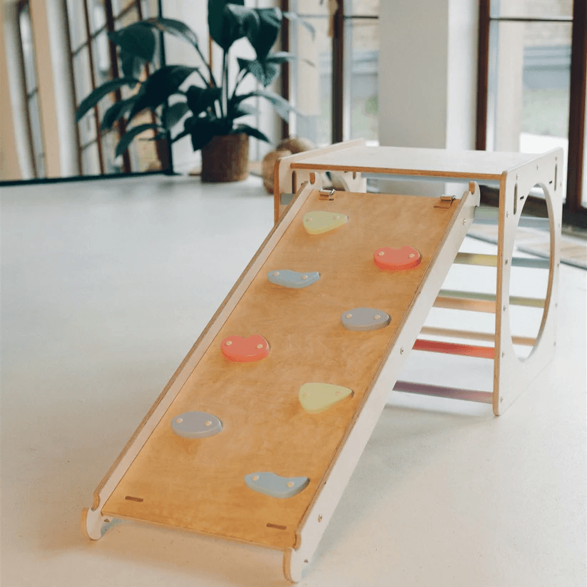 Spielset "Neugierde" natur - Kletterwürfel mit Kletterrutsche - Kletterling – einfach Kind sein