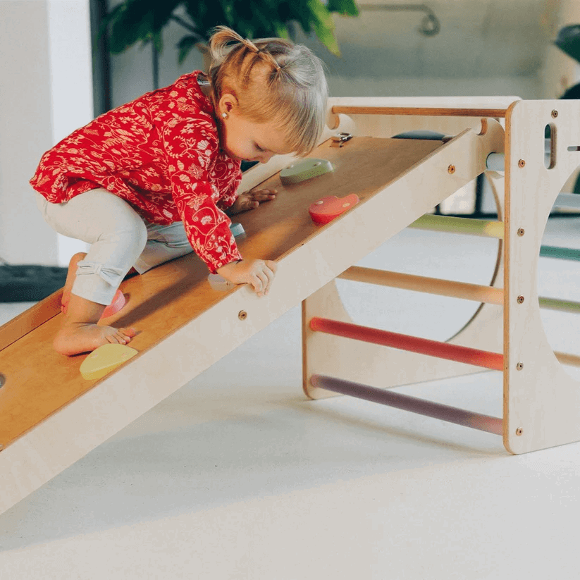 Spielset "Neugierde" pastell - Kletterwürfel mit Kletterrutsche - Kletterling – einfach Kind sein