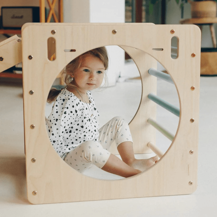 Spielset "Neugierde" natur - Kletterwürfel mit Kletterrutsche - Kletterling – einfach Kind sein