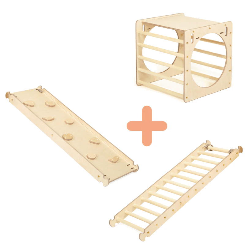 Spielset "Freunde" bunt - Kletterwürfel mit einer Kletter - und Rutschrampe - Kletterling – einfach Kind sein