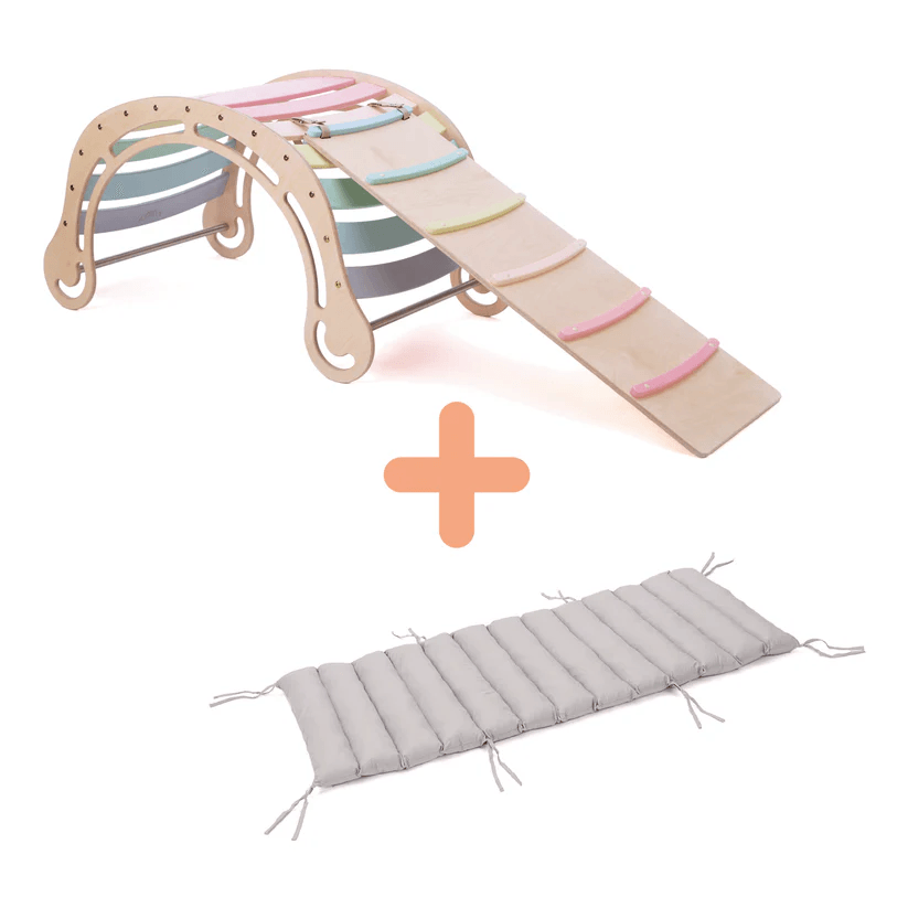 Spielset "Energetic" pastell - XXL Bogen mit Rutsche und Kissen - Kletterling – einfach Kind sein