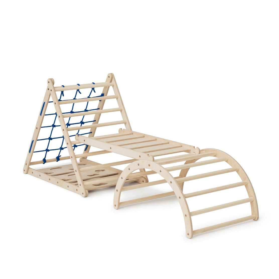 3er Set LEMURENLING UP | dreiseitiges Kletterdreieck (Orang - Utan 87cm) mit Rutsche & Hörnchen Wippe - Kletterling – einfach Kind sein