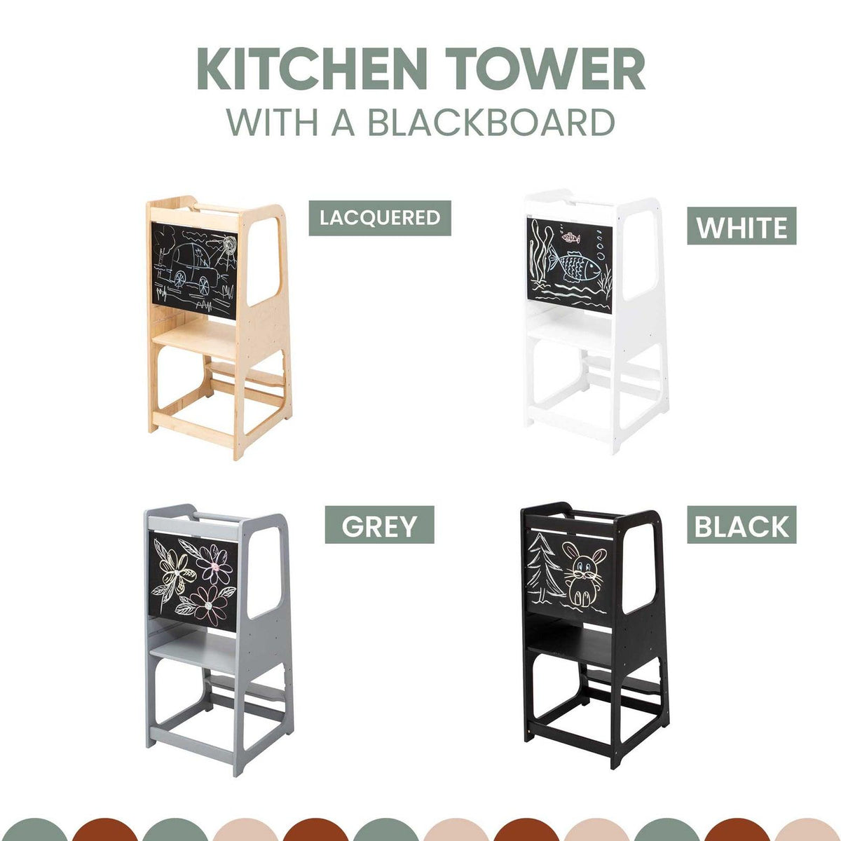 Lernturm mit Kreidetafel in 4 Farben - Kletterling – einfach Kind sein