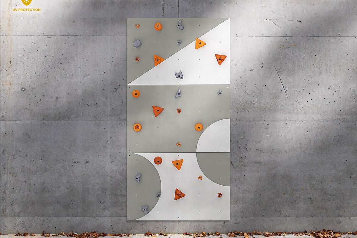 Kletterwand BK OUTDOOR aus 3 Teilen | 234 cm x 118 cm | inkl. 23 Griffen | 60 Loch - Kletterling – einfach Kind sein