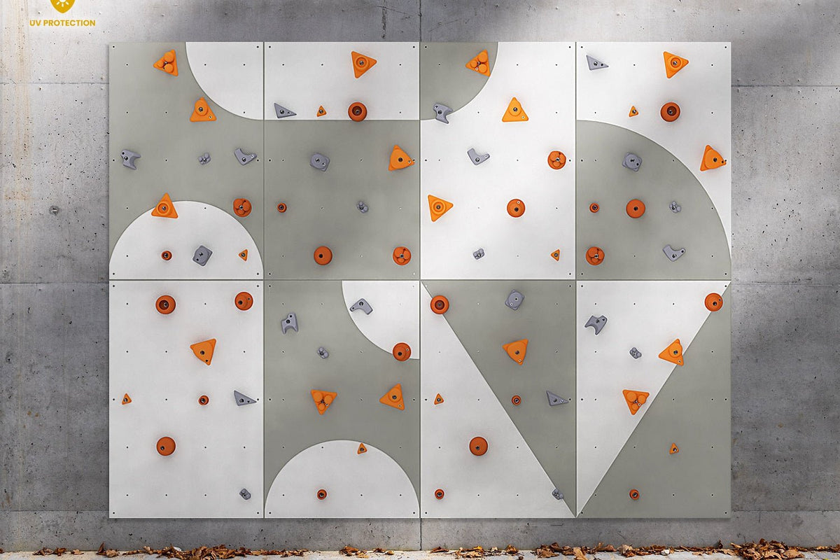 Kletterwand BK OUTDOOR aus 8 Teilen | 236 cm x 312 cm | inkl. 60 Griffen | 160 Loch - Kletterling – einfach Kind sein