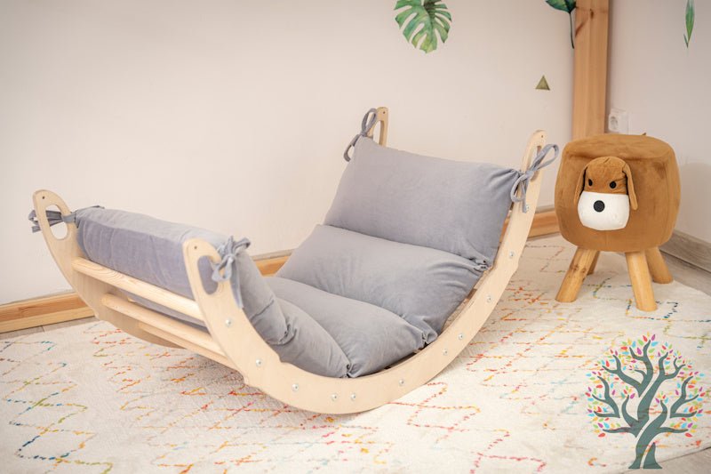 Holzwippe / Kletterbogen (M) mit Premium Auflage - Ideal für Kinder ab 1 Jahr - Förderung von Motorik und Fantasie - Kletterling – einfach Kind sein