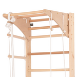 Kletterwand für die ganze Familie mit höhenverstellbarem Reck-Indoor Klettergerüst aus Holz - Wand-Reck, Stange, Gymnastik-Ringe, Kletterseil - Kombi 2 mit sicherem Lack – Ansicht 7