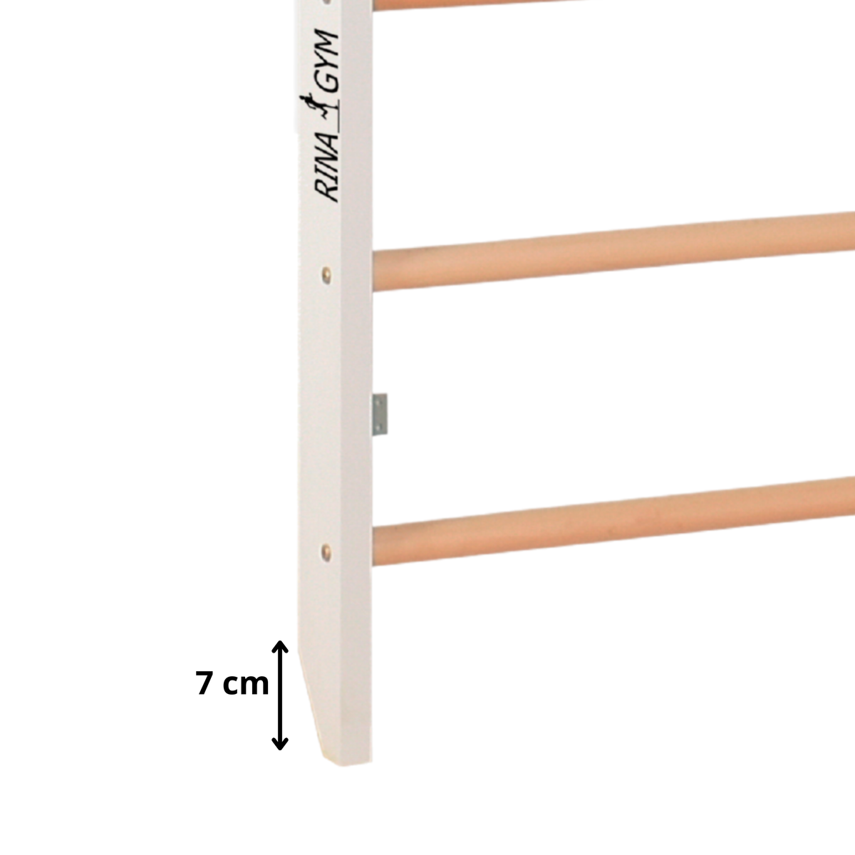 Sprossenwand mit Klimmzugstange, Dip-Barren & Ringen – PRO 2 weiß | RINAGYM – Ansicht 4