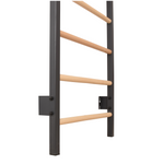 Metallische Sprossenwand STEEL KOM 2 – Graphit mit weißer Klimmzugstange, Ringen und Strickleiter | RINAGYM – Ansicht 6