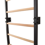 Metallische Sprossenwand STEEL KOM 2 – Graphit mit Klimmzugstange, Ringen und Strickleiter | RINAGYM – Ansicht 10