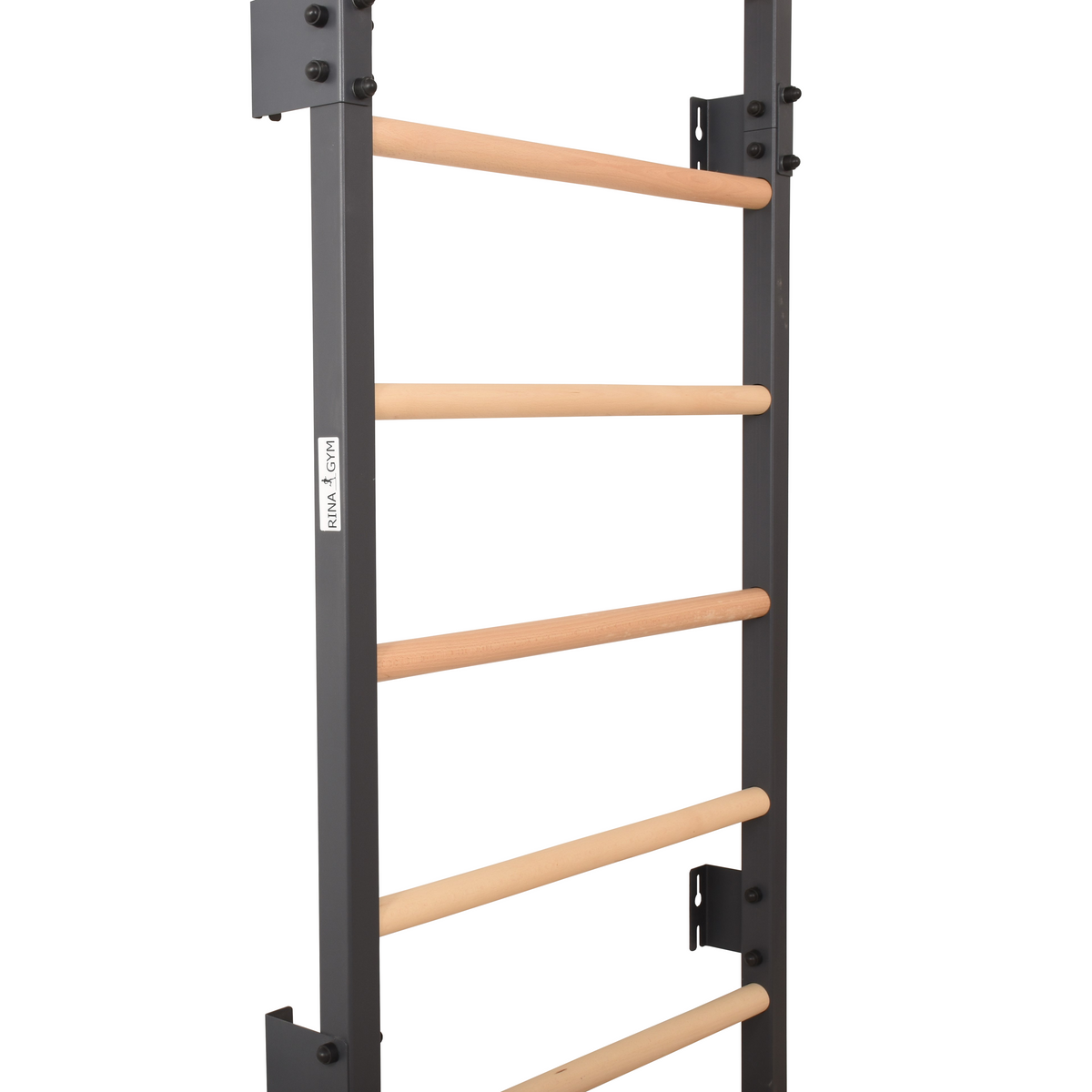 Metallische Sprossenwand STEEL PURE mit Klimmzugstange – Graphit | RINAGYM – Ansicht 12