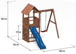 Spielturm für bis zu 7 Kinder - Klettergerüst Carol 2 - teak - Kletterling – einfach Kind sein